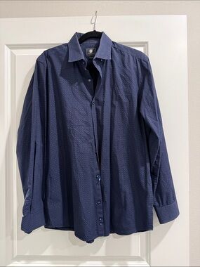 Steel & Jelly Dark Navy Microdot Button-Up Shirt sz xl